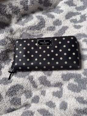 kate spade Black with Cream Polka Dot Zip Wallet